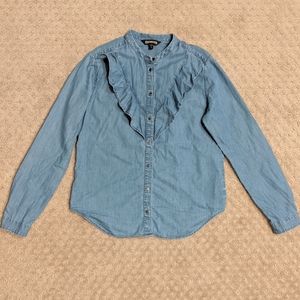 2/$9 Express blue denim chambray button down shirt